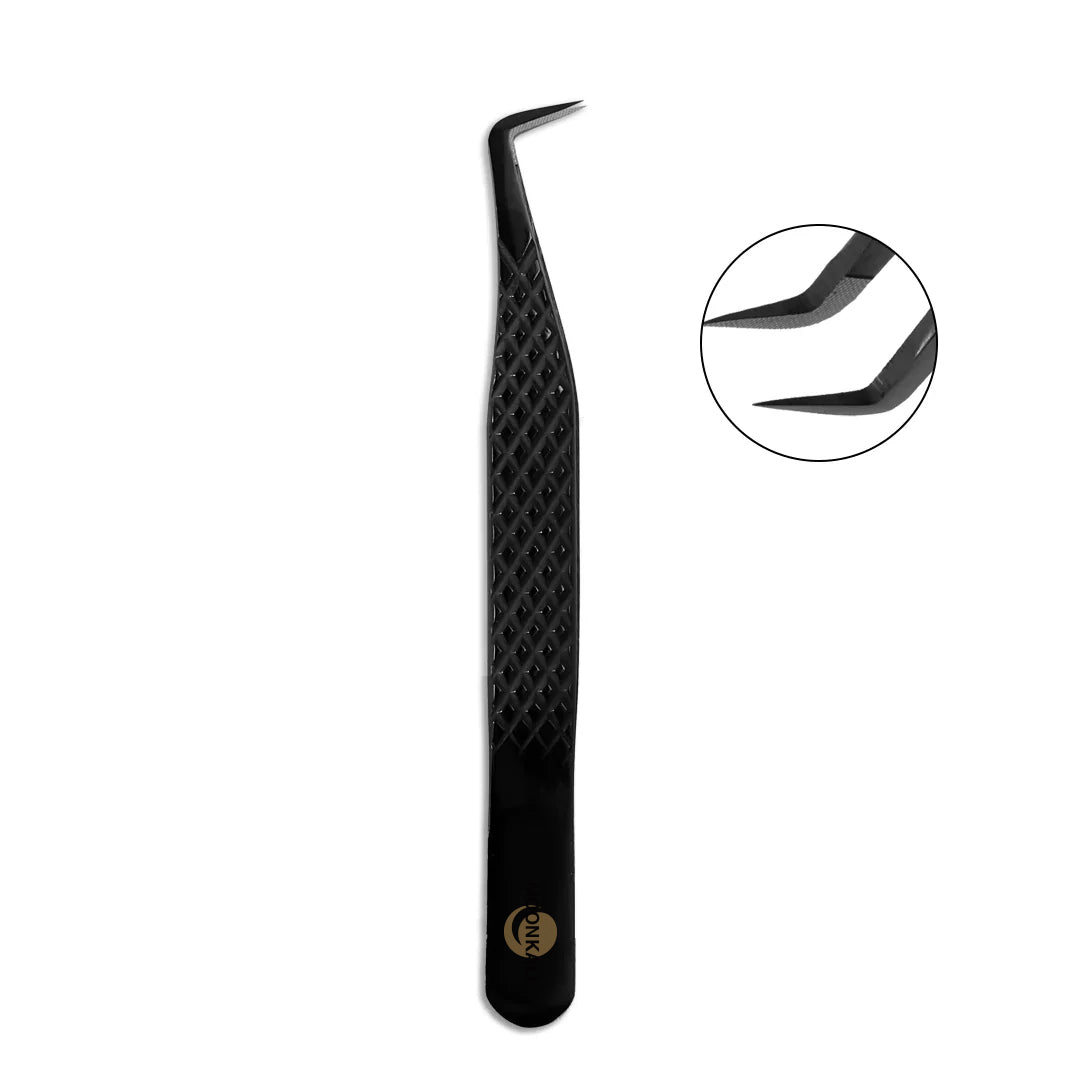 MK-01 Black Fiber Tweezers-Eyelash Extension Tweezers - Moonlash