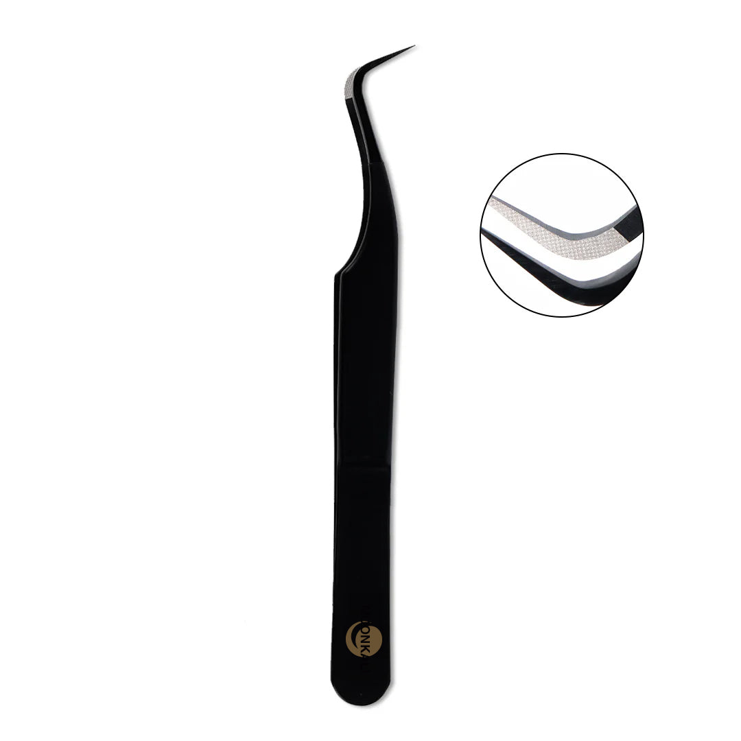 MK-06 Black Fiber Tweezers-Eyelash Extension Tweezers - Moonlash