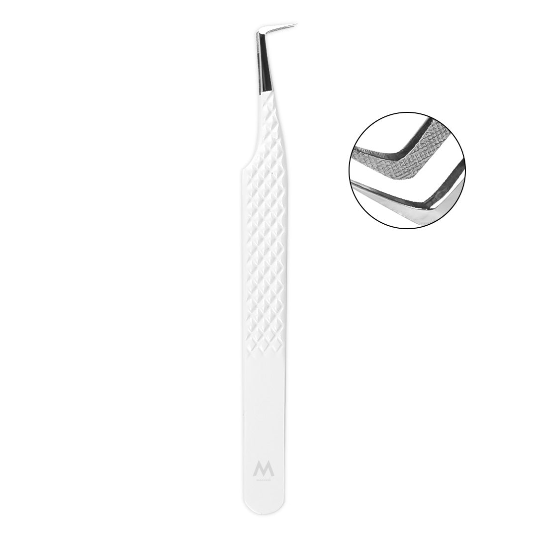 MD-01 White Fiber Tweezers-Eyelash Extension Tweezers - Moonlash