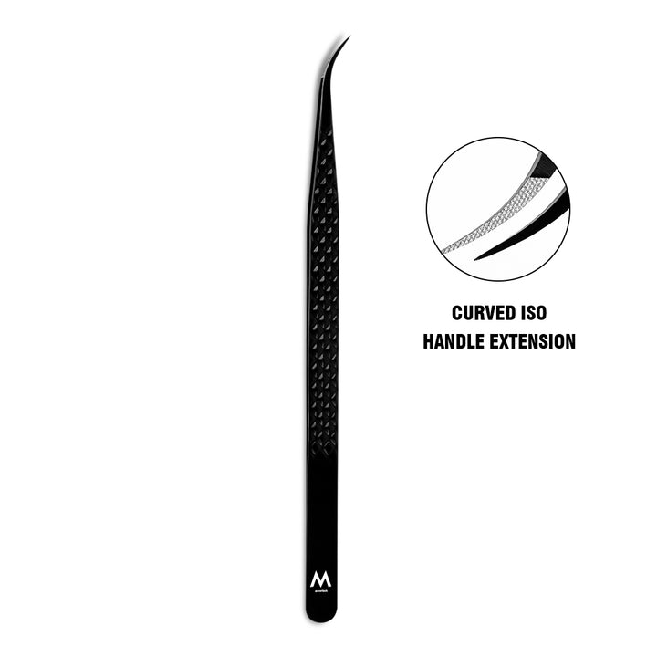 MK-07 Extended Black Fiber Tweezers-Eyelash Extension Tweezers - Moonlash