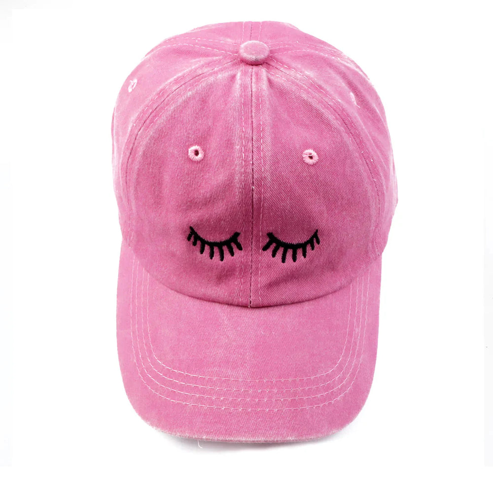Eyelashes Embroidery Baseball Cap Summer Fashion Hat - Moonlash
