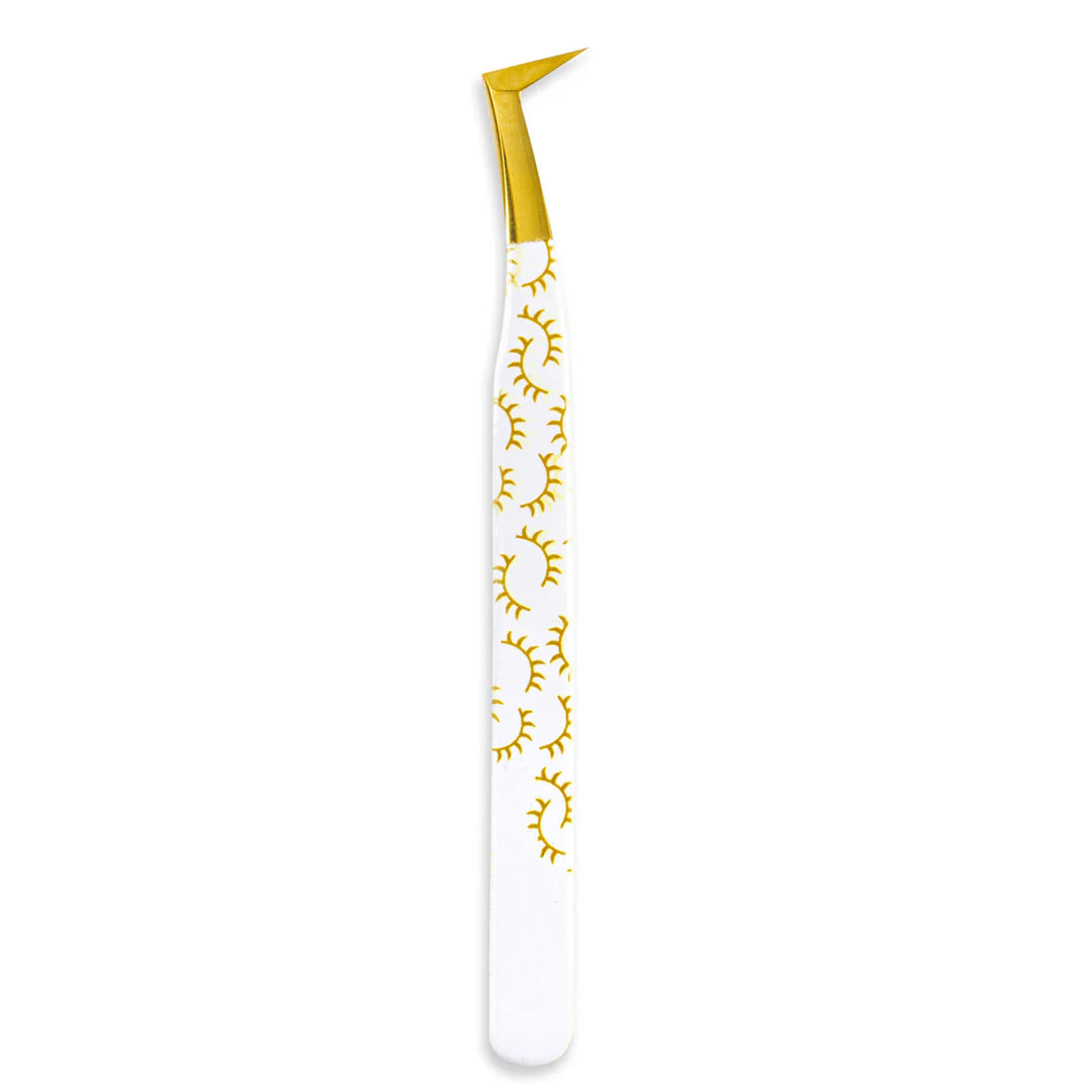 MY-01 Printed Yellow Lashes Tweezers For Eyelash Extension - Moonlash