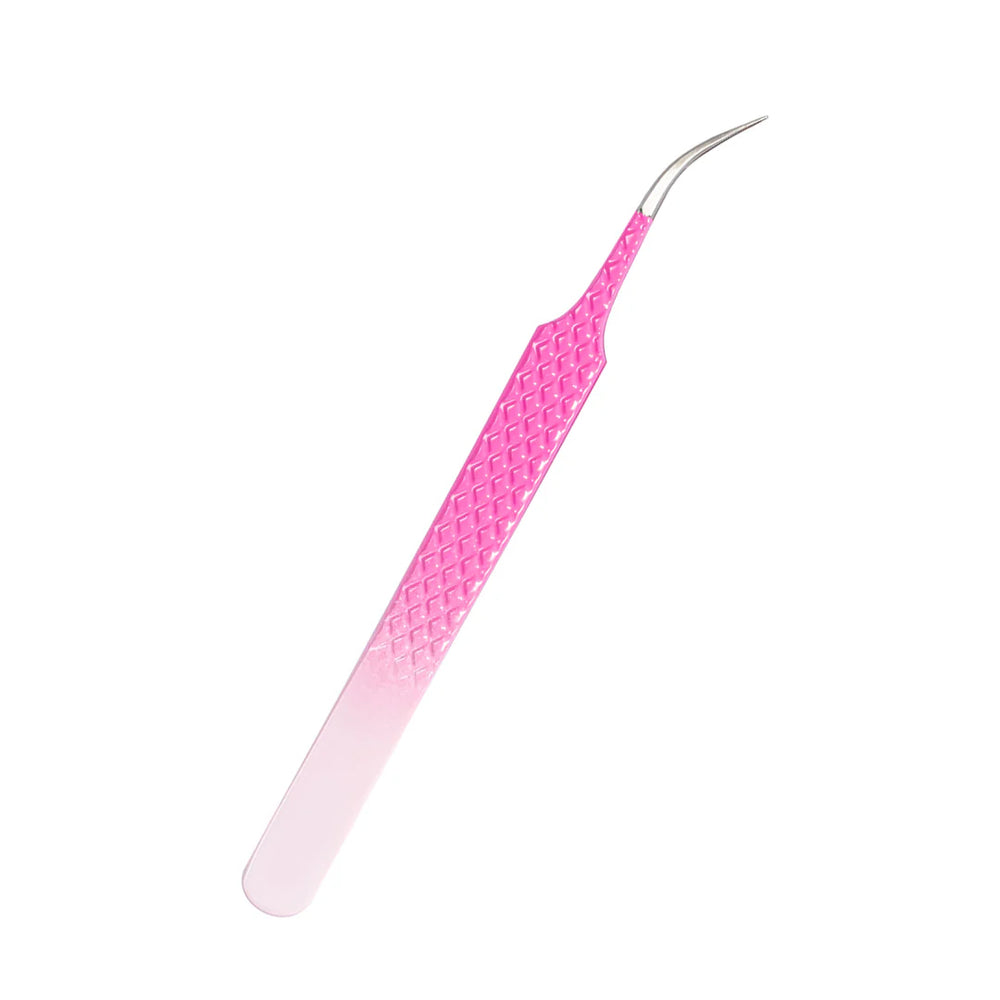 MO-02 Ombre Pink-White Tweezers For Eyelash Extension - Moonlash