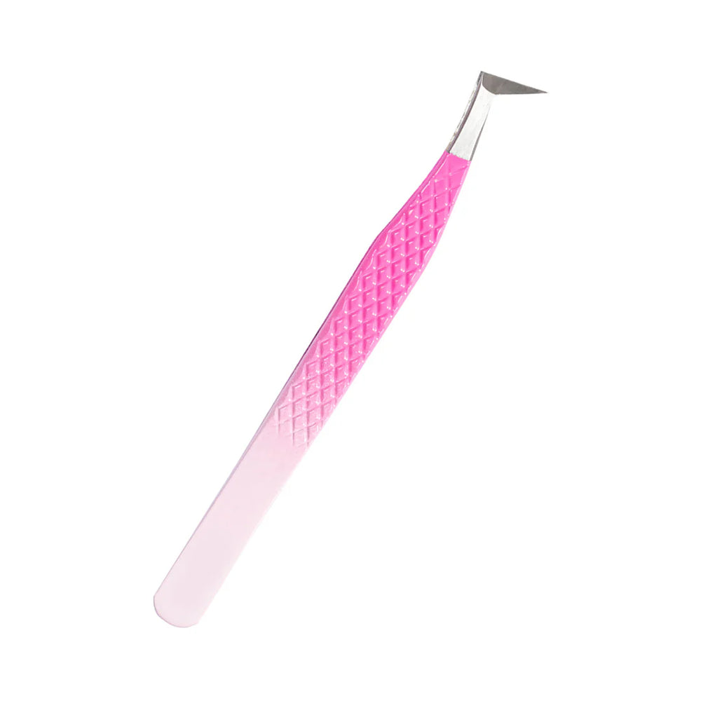 MO-01 Ombre Pink-White Tweezers For Eyelash Extension - Moonlash