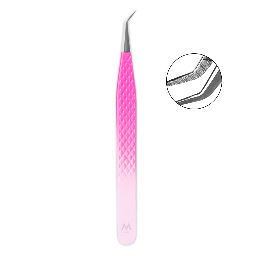 MD-03 Ombre Pink-White Fiber Tweezers-Eyelash Extension Tweezers - Moonlash