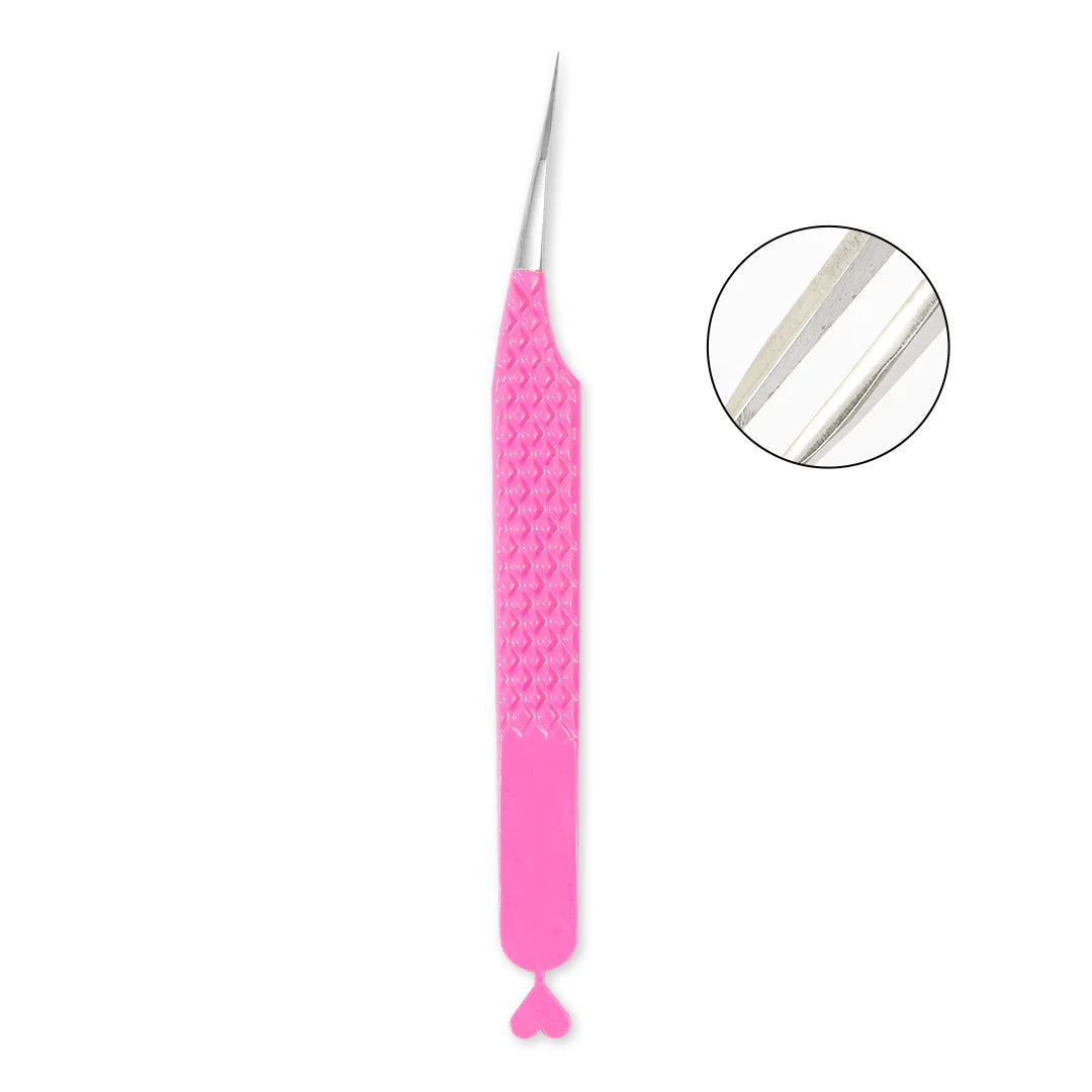 MP-04 Heart-shaped Pink Tweezers For Eyelash Extension - Moonlash