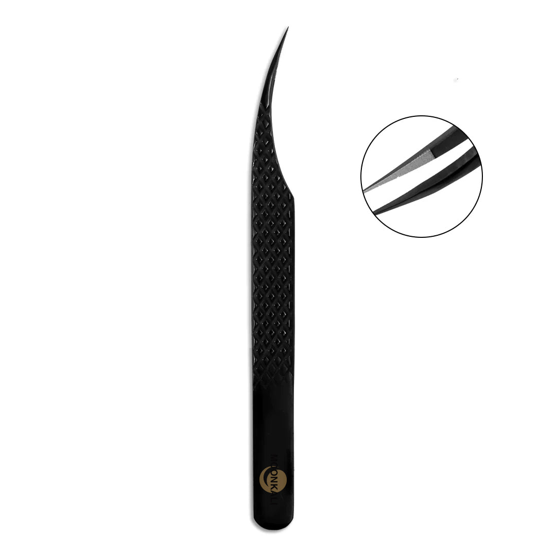 MK-03 Black Fiber Tweezers-Eyelash Extension Tweezers - Moonlash