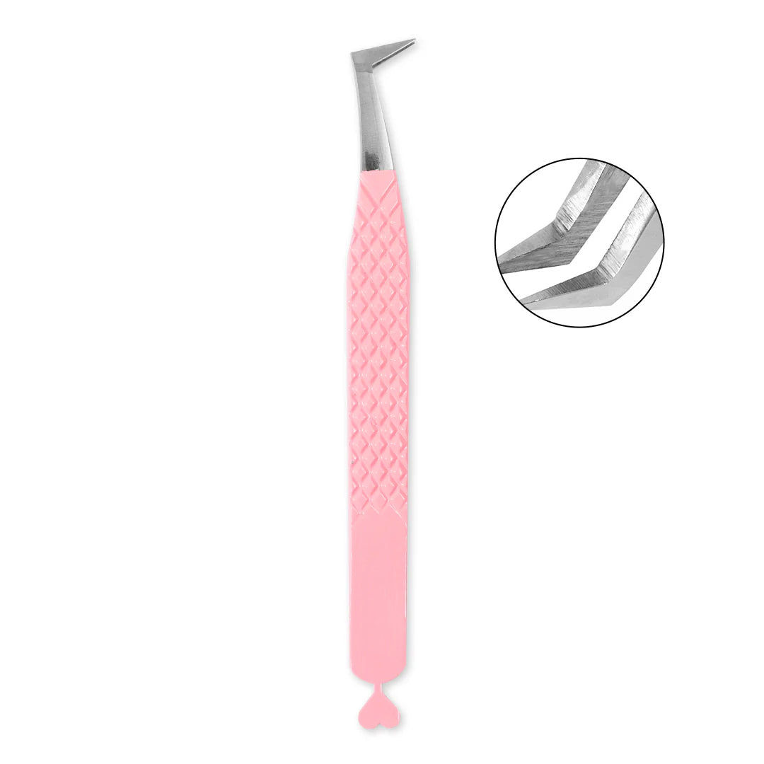MP-03 Light Pink Heart-shaped Tweezers For Eyelash Extension - Moonlash