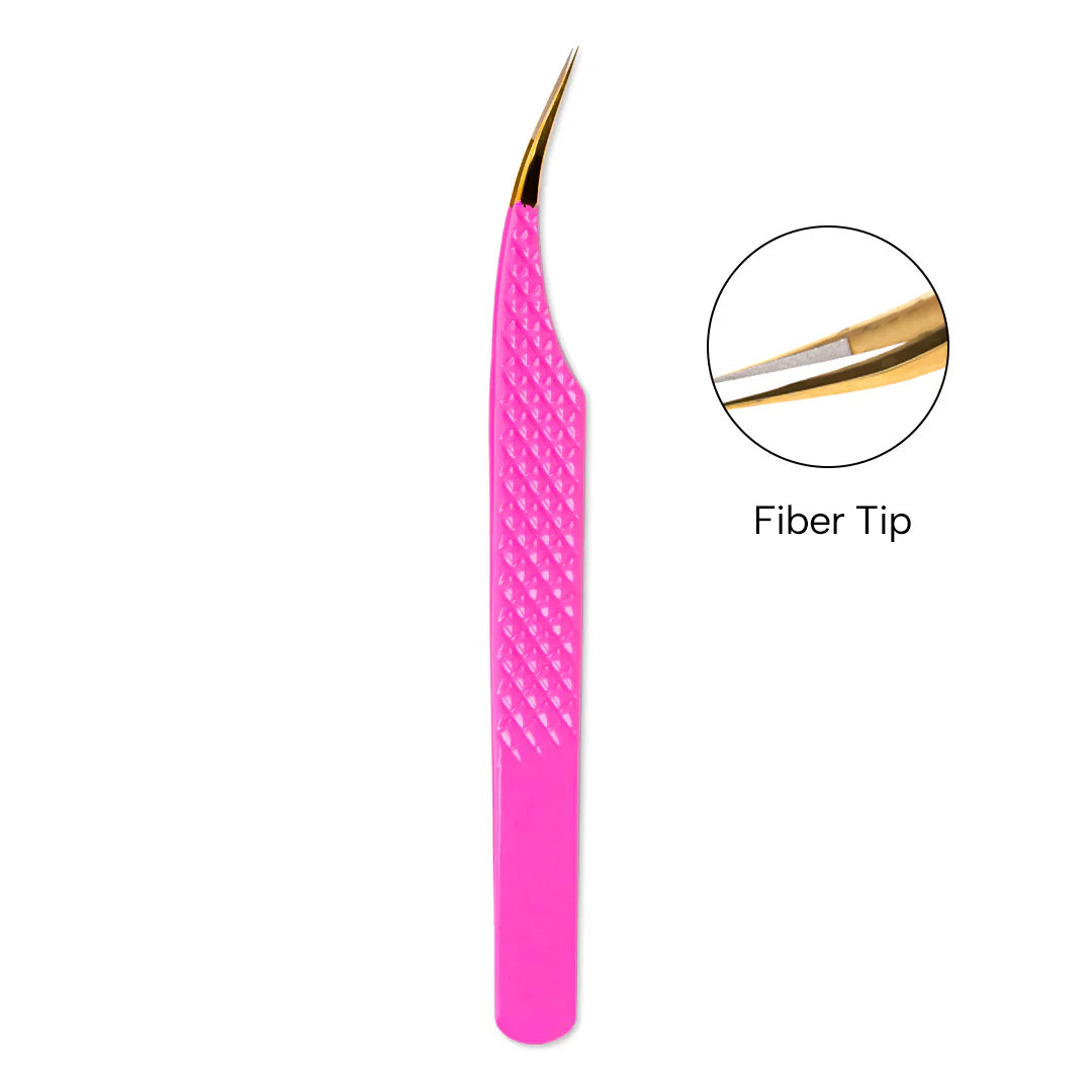 MP-01 Pink Fiber Tweezers For Eyelash Extension - Moonlash