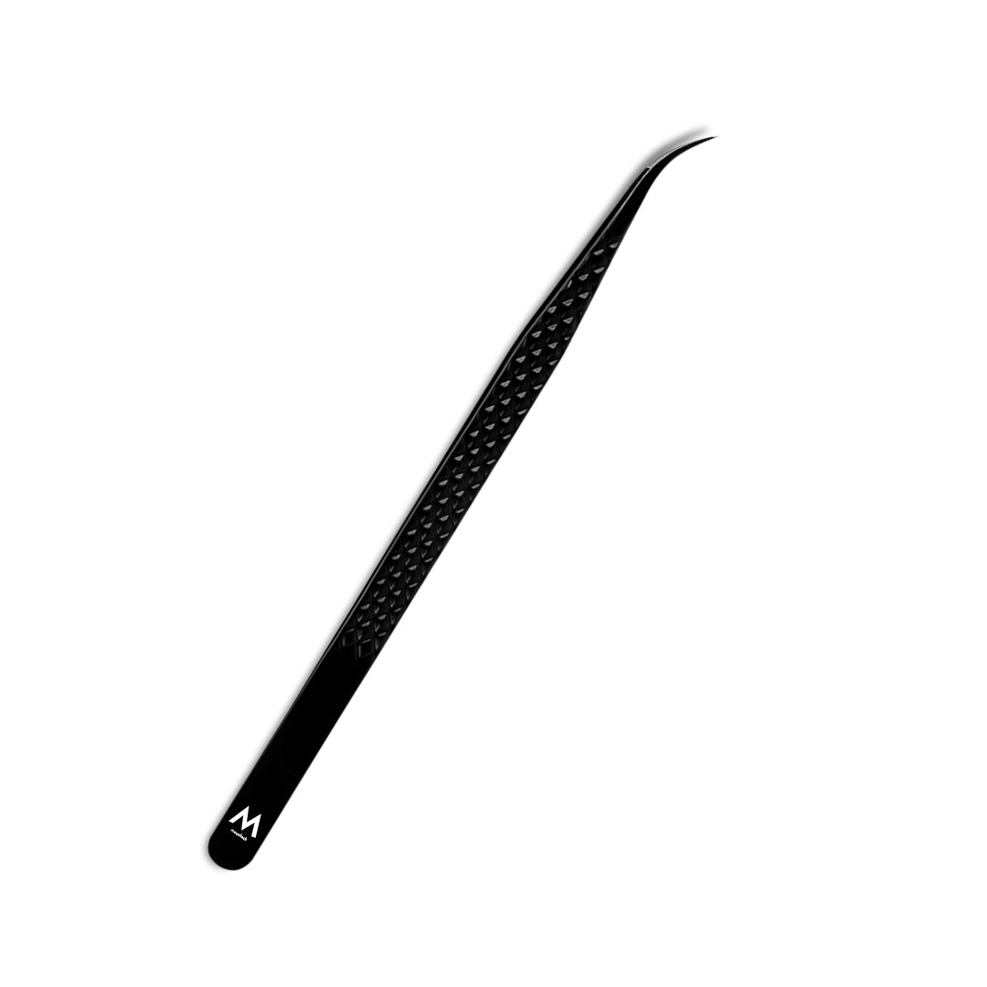 MK-07 Extended Black Fiber Tweezers-Eyelash Extension Tweezers - Moonlash