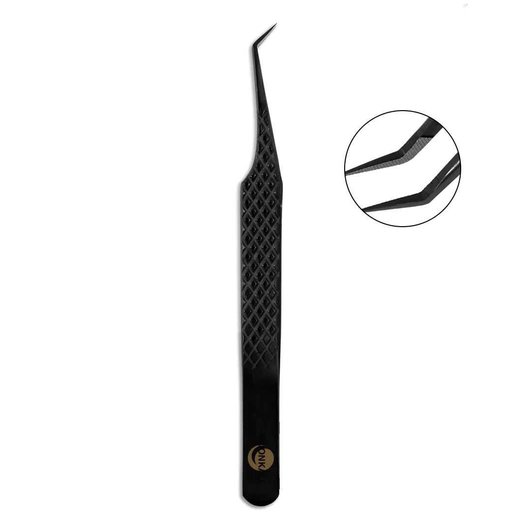 MK-04 Black Fiber Tweezers-Eyelash Extension Tweezers - Moonlash