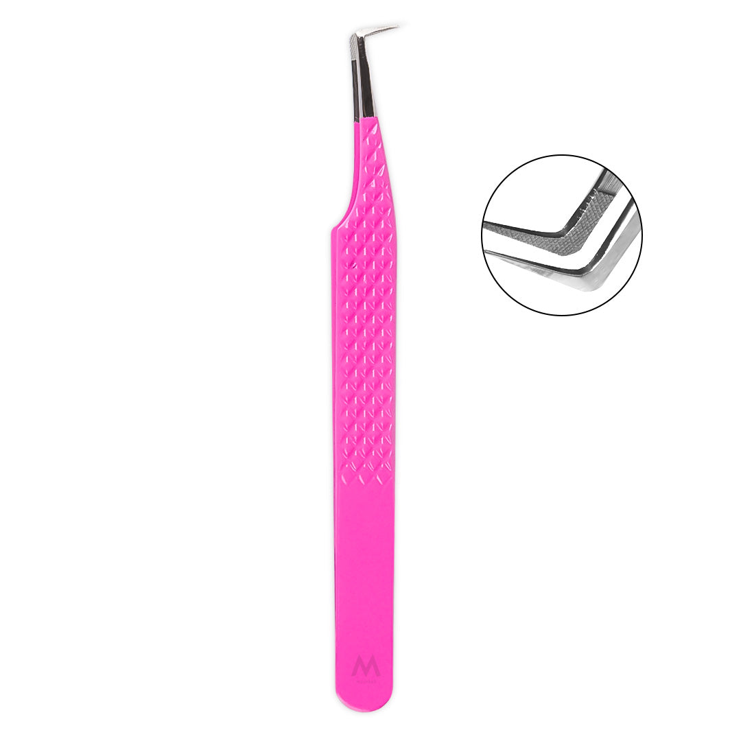 MD-02 Pink Fiber Tweezers-Eyelash Extension Tweezers - Moonlash