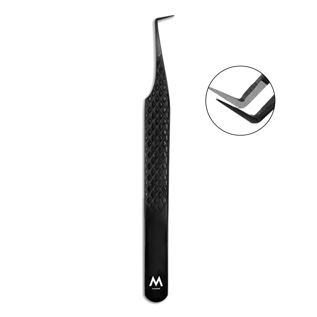 MK-05 Black Fiber Tweezers-Eyelash Extension Tweezers - Moonlash